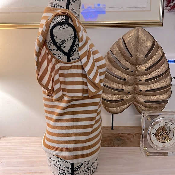 Jillian Orange Stripped Flutter Sleeves Top By Anthropologie - Picture 5 of 9